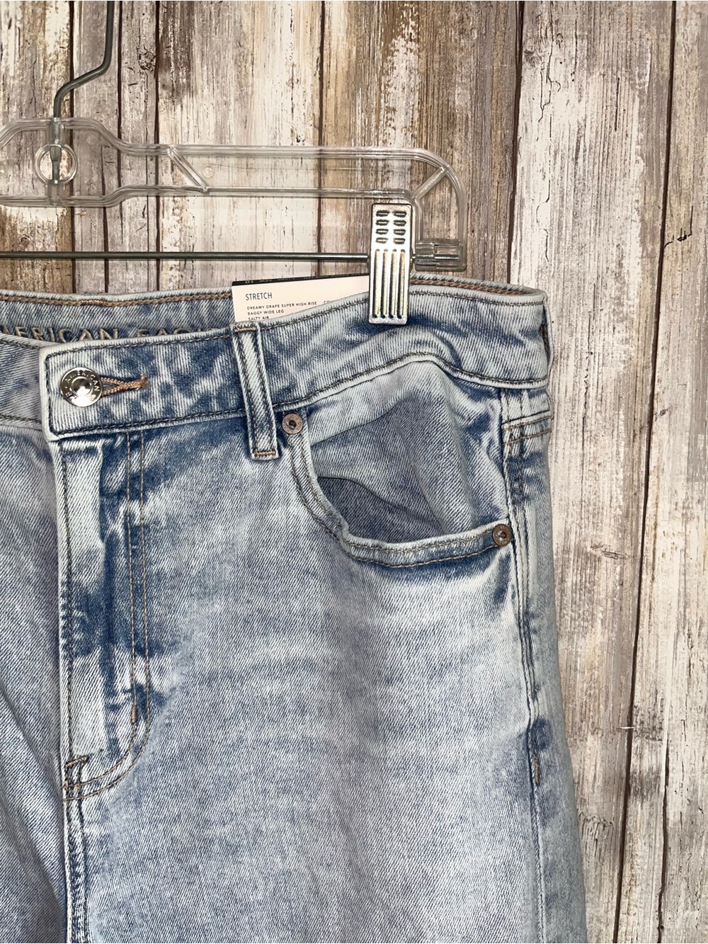 American Eagle Dreamy Drape Baggy Wide Leg Jeans High Rise 10 X-Long NWT - Picture 2 of 6